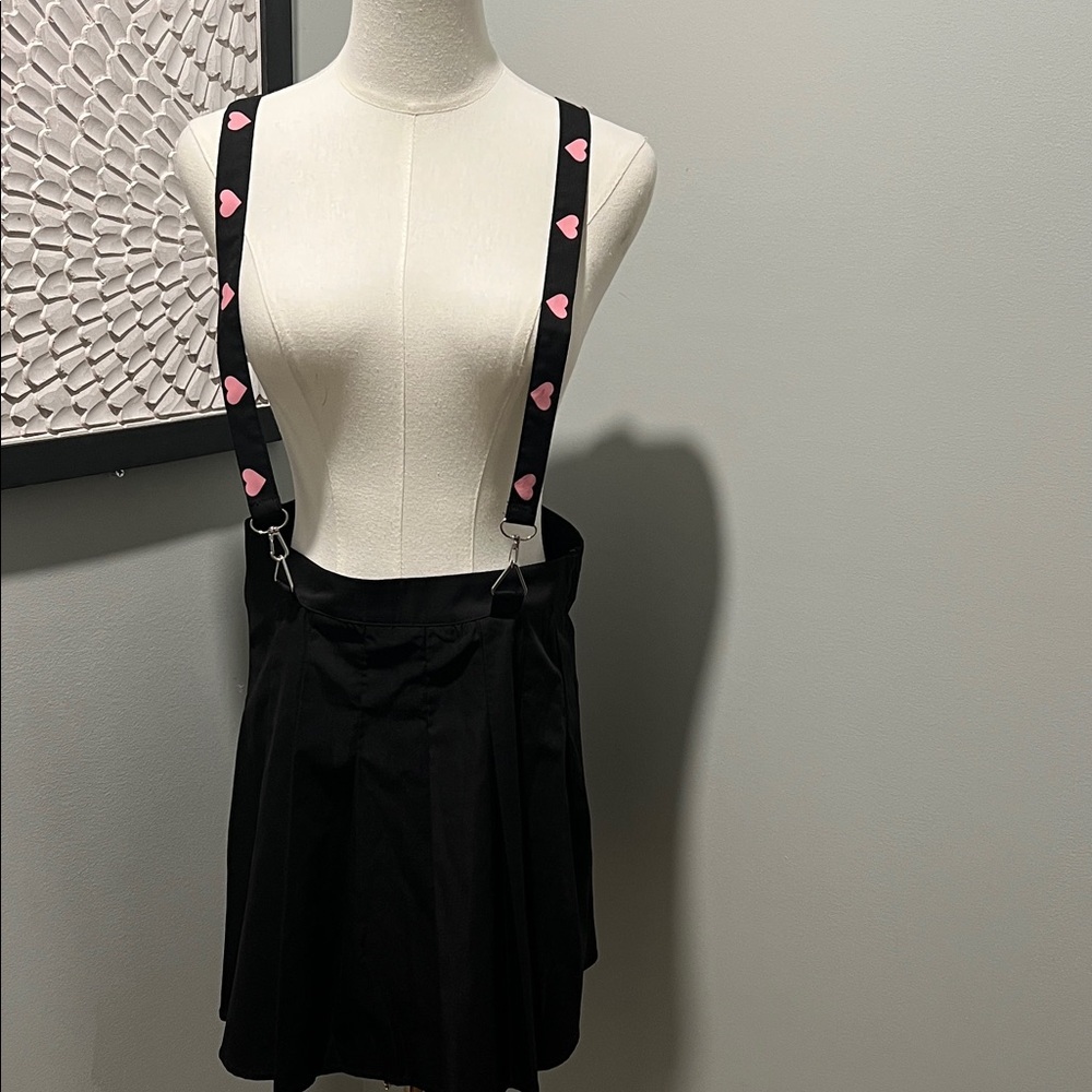 Black Skirt with Heart Suspenders